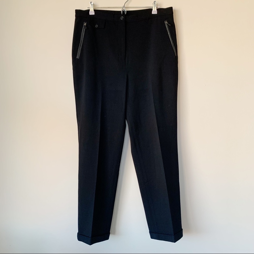 Lauren Ralph Lauren Vintage Wool Blend Trousers Tapered Leg Size 14W Black